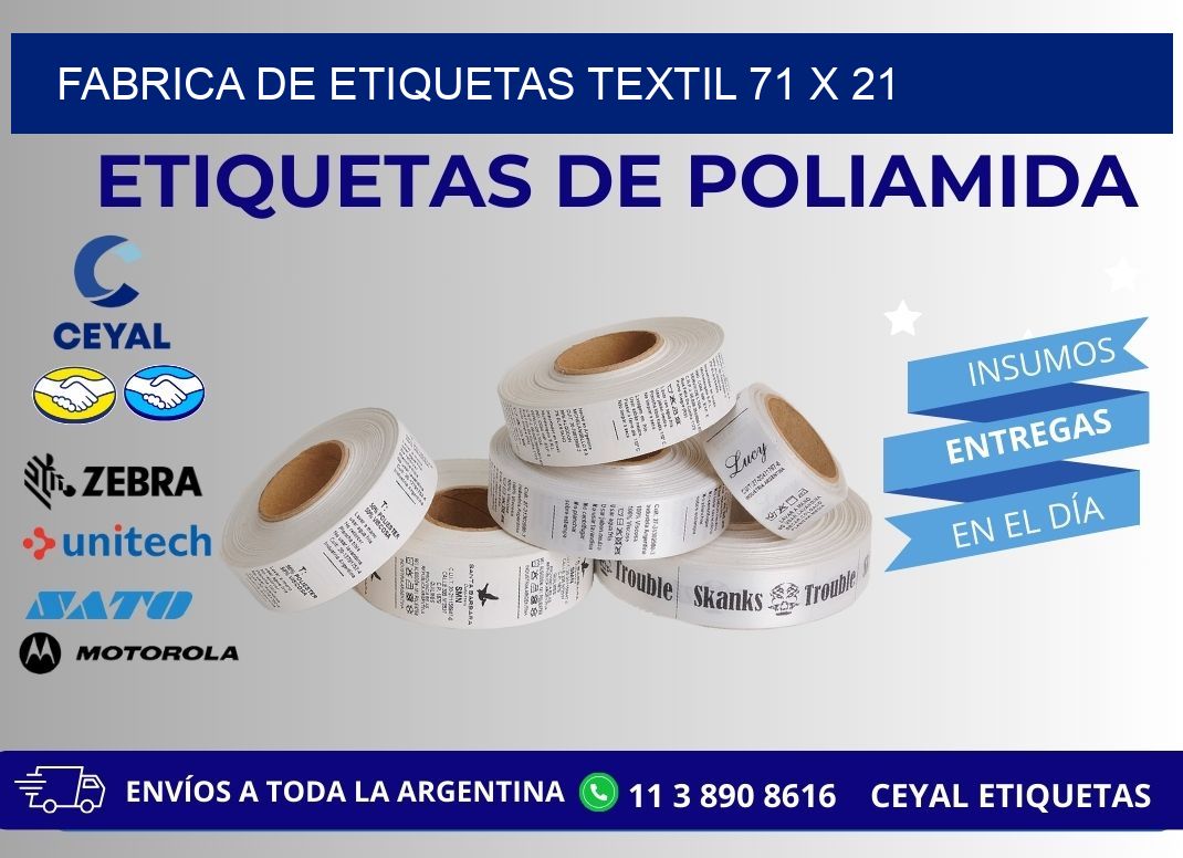 FABRICA DE ETIQUETAS TEXTIL 71 x 21