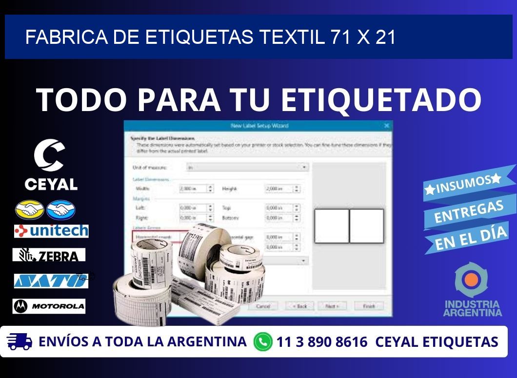 FABRICA DE ETIQUETAS TEXTIL 71 x 21