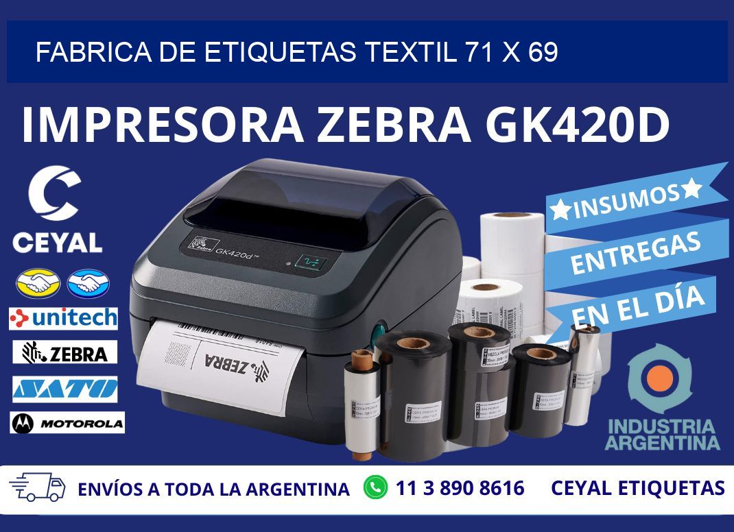 FABRICA DE ETIQUETAS TEXTIL 71 x 69