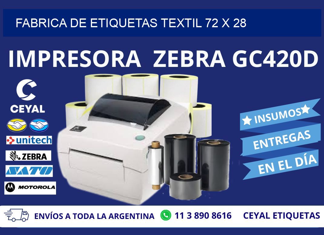 FABRICA DE ETIQUETAS TEXTIL 72 x 28