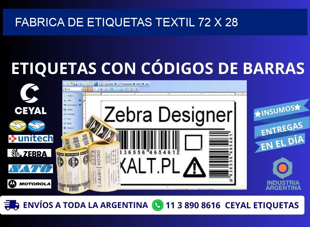 FABRICA DE ETIQUETAS TEXTIL 72 x 28