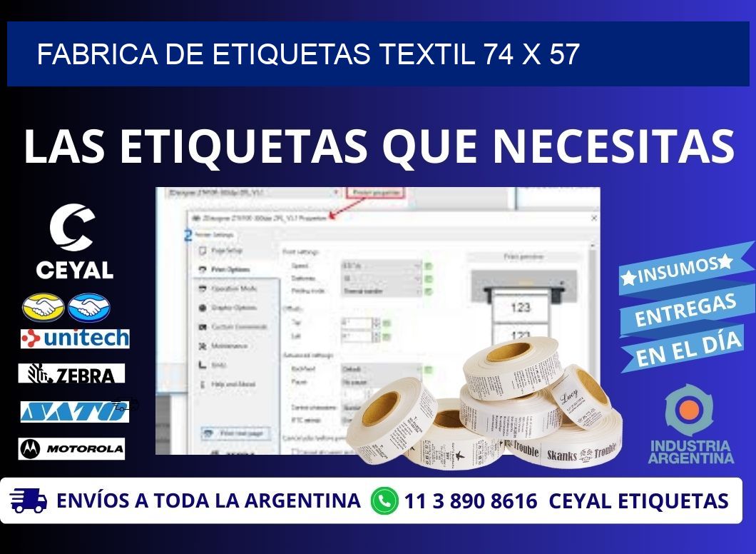 FABRICA DE ETIQUETAS TEXTIL 74 x 57