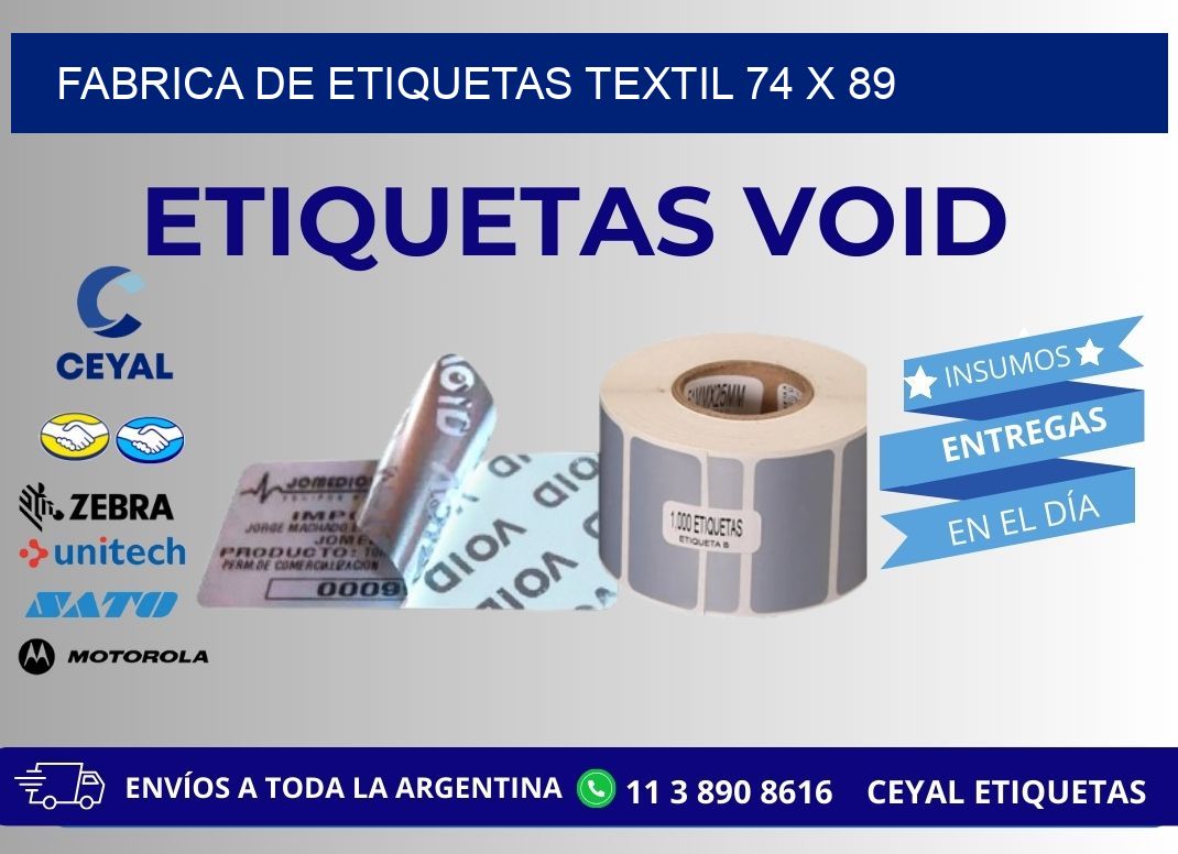 FABRICA DE ETIQUETAS TEXTIL 74 x 89