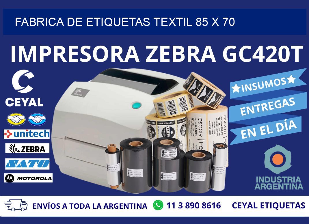 FABRICA DE ETIQUETAS TEXTIL 85 x 70