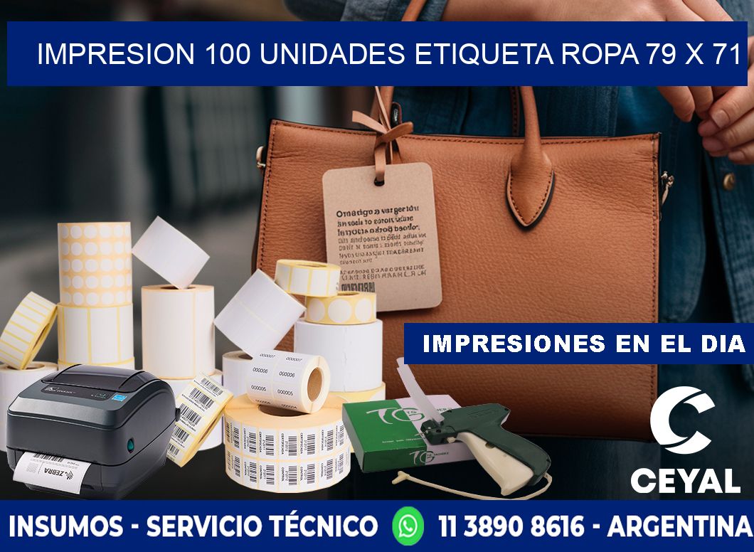 IMPRESION 100 UNIDADES ETIQUETA ROPA 79 x 71