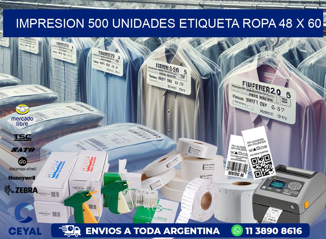 IMPRESION 500 UNIDADES ETIQUETA ROPA 48 x 60