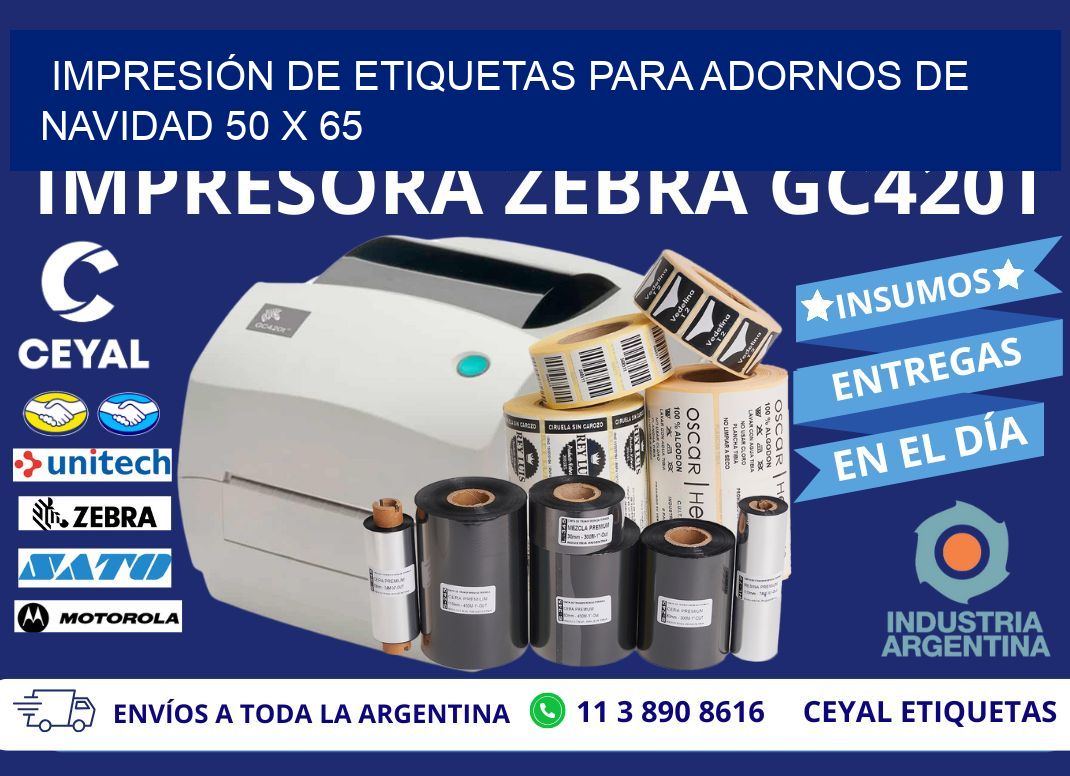 IMPRESIÓN DE ETIQUETAS PARA ADORNOS DE NAVIDAD 50 x 65