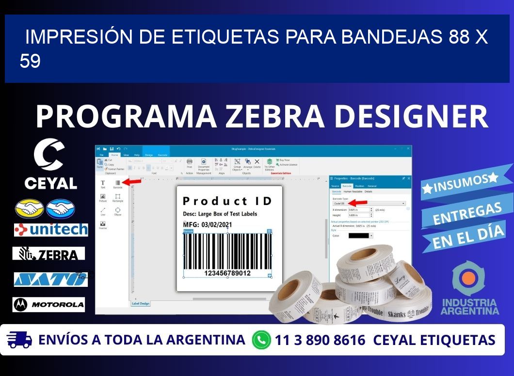 IMPRESIÓN DE ETIQUETAS PARA BANDEJAS 88 x 59