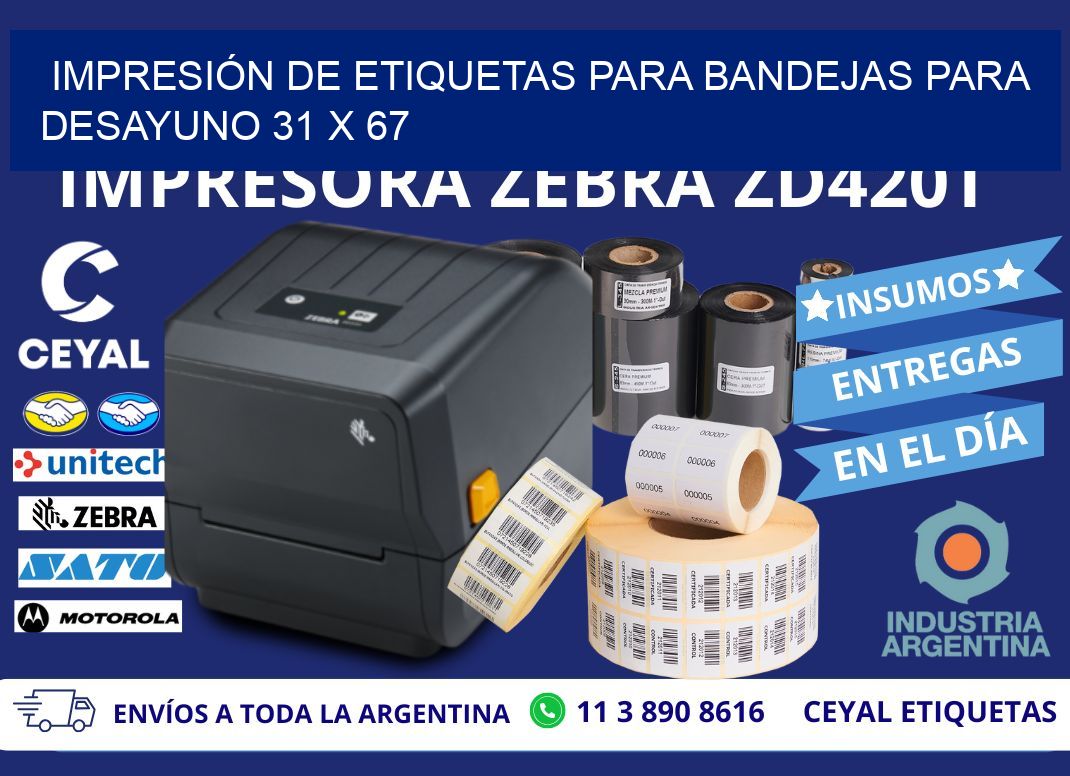 IMPRESIÓN DE ETIQUETAS PARA BANDEJAS PARA DESAYUNO 31 x 67
