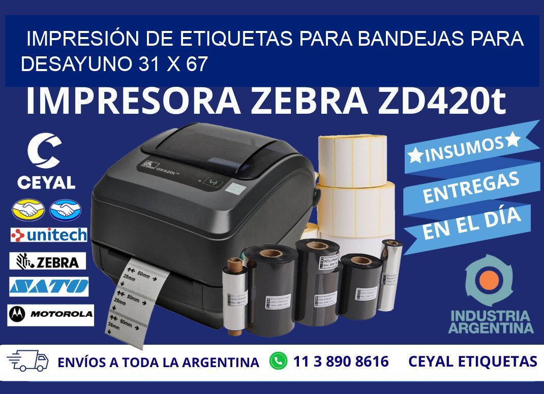 IMPRESIÓN DE ETIQUETAS PARA BANDEJAS PARA DESAYUNO 31 x 67
