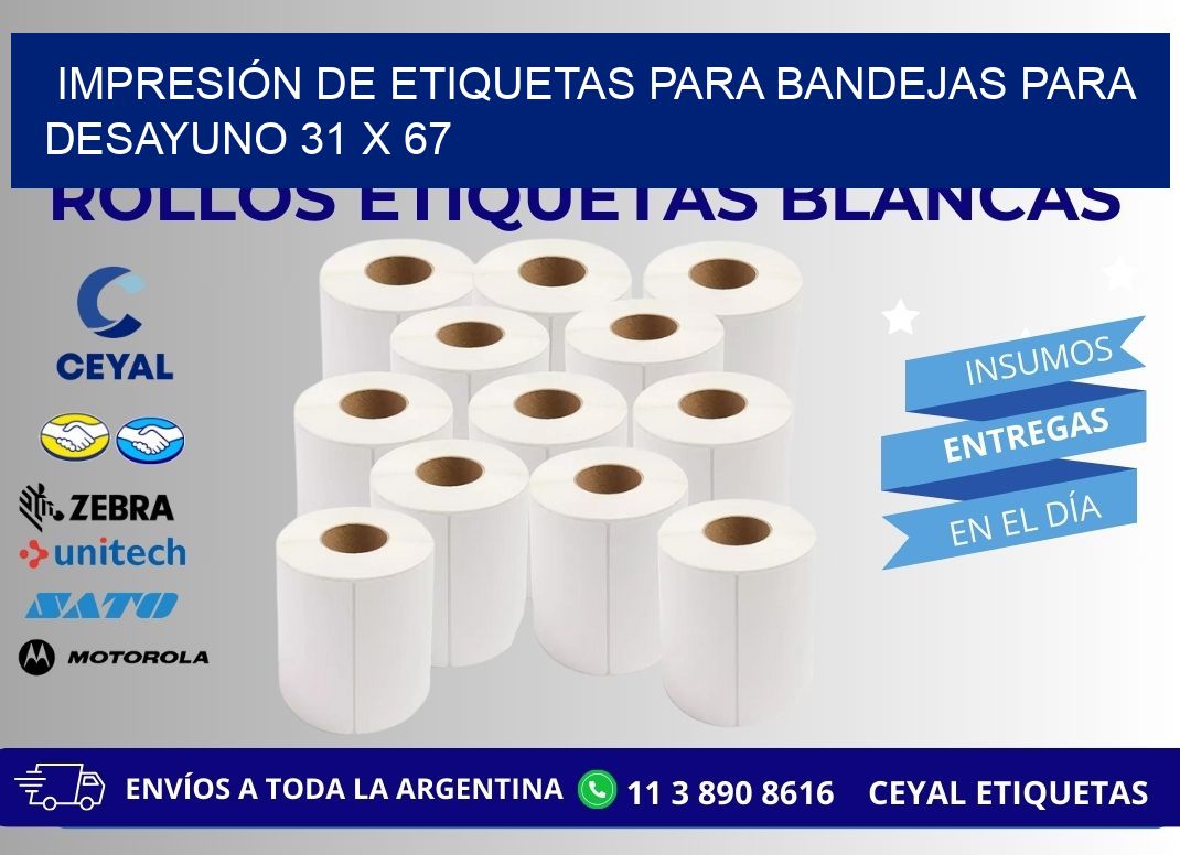 IMPRESIÓN DE ETIQUETAS PARA BANDEJAS PARA DESAYUNO 31 x 67
