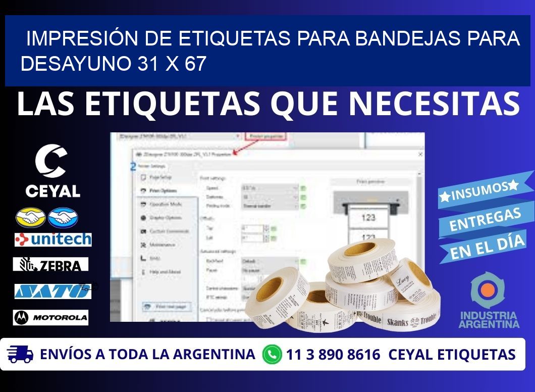 IMPRESIÓN DE ETIQUETAS PARA BANDEJAS PARA DESAYUNO 31 x 67