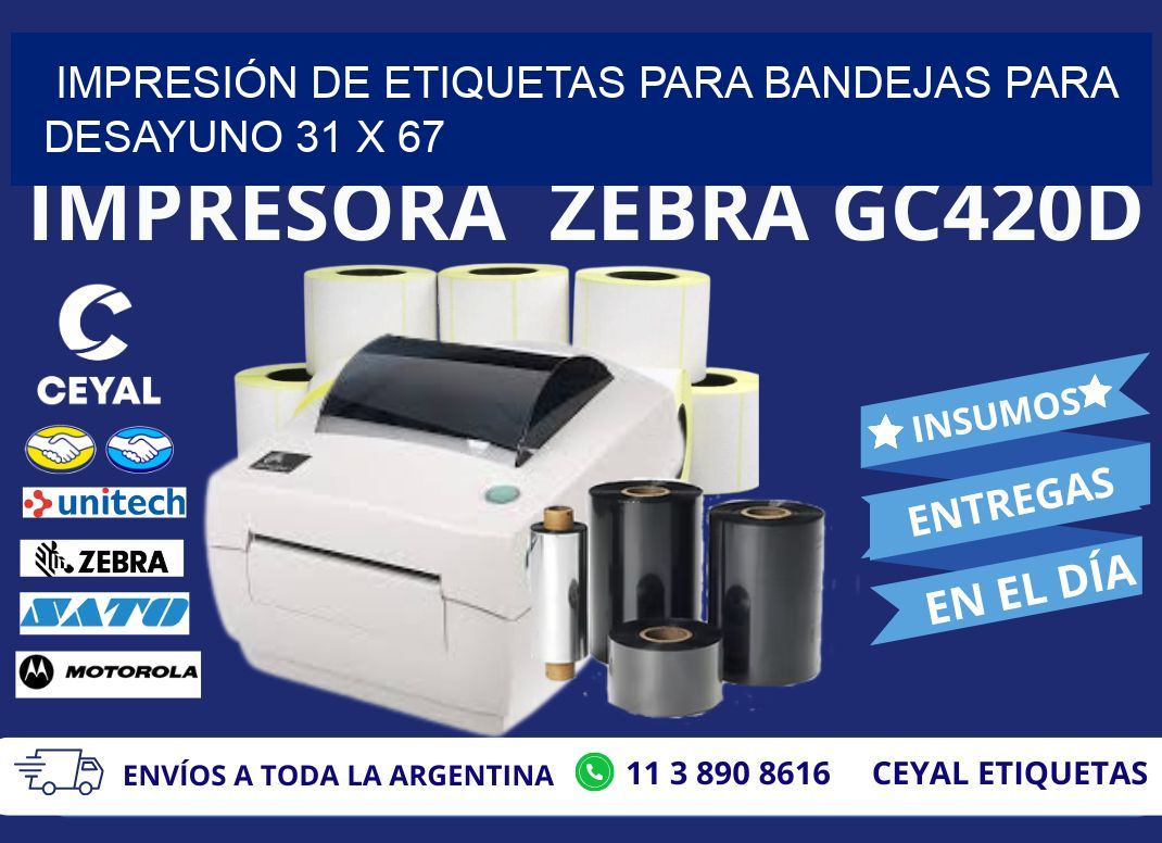 IMPRESIÓN DE ETIQUETAS PARA BANDEJAS PARA DESAYUNO 31 x 67