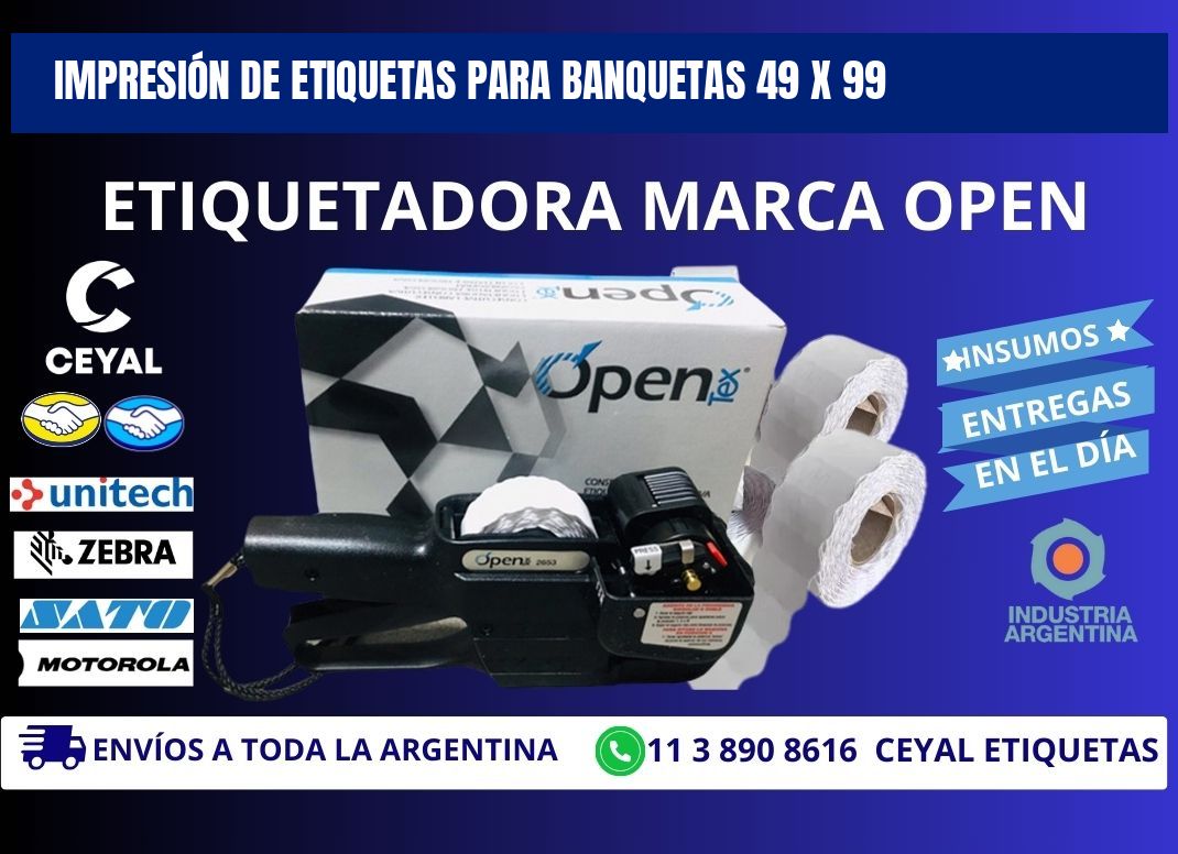IMPRESIÓN DE ETIQUETAS PARA BANQUETAS 49 x 99