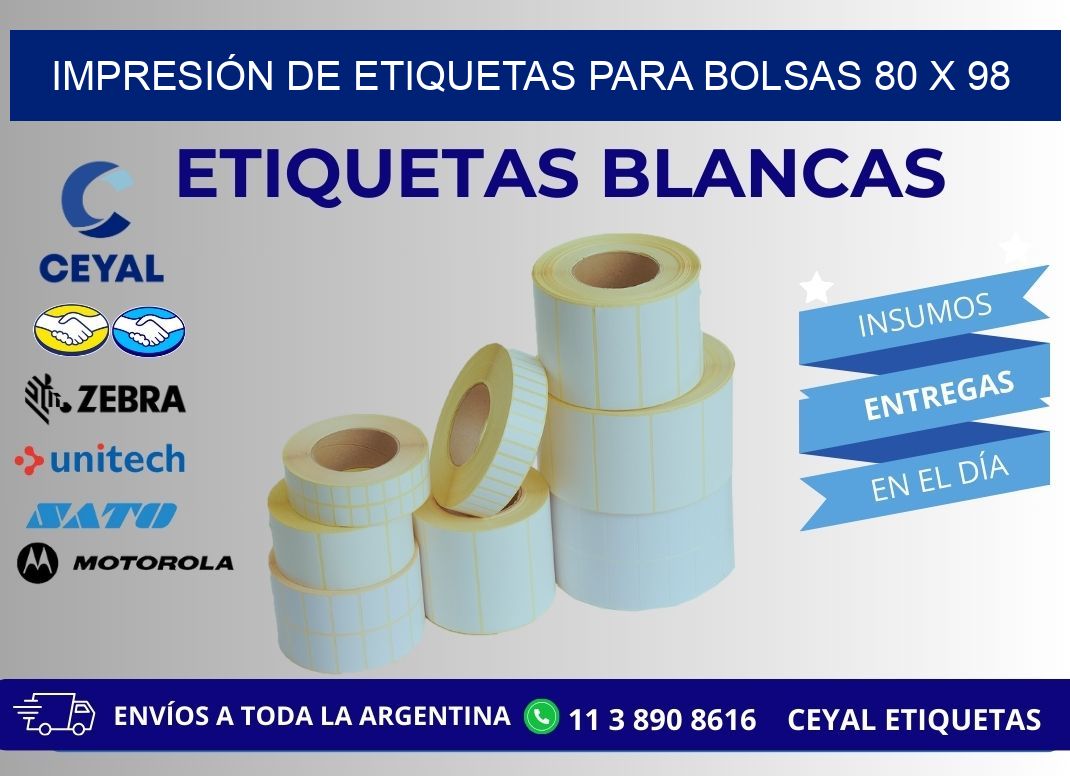 IMPRESIÓN DE ETIQUETAS PARA BOLSAS 80 x 98