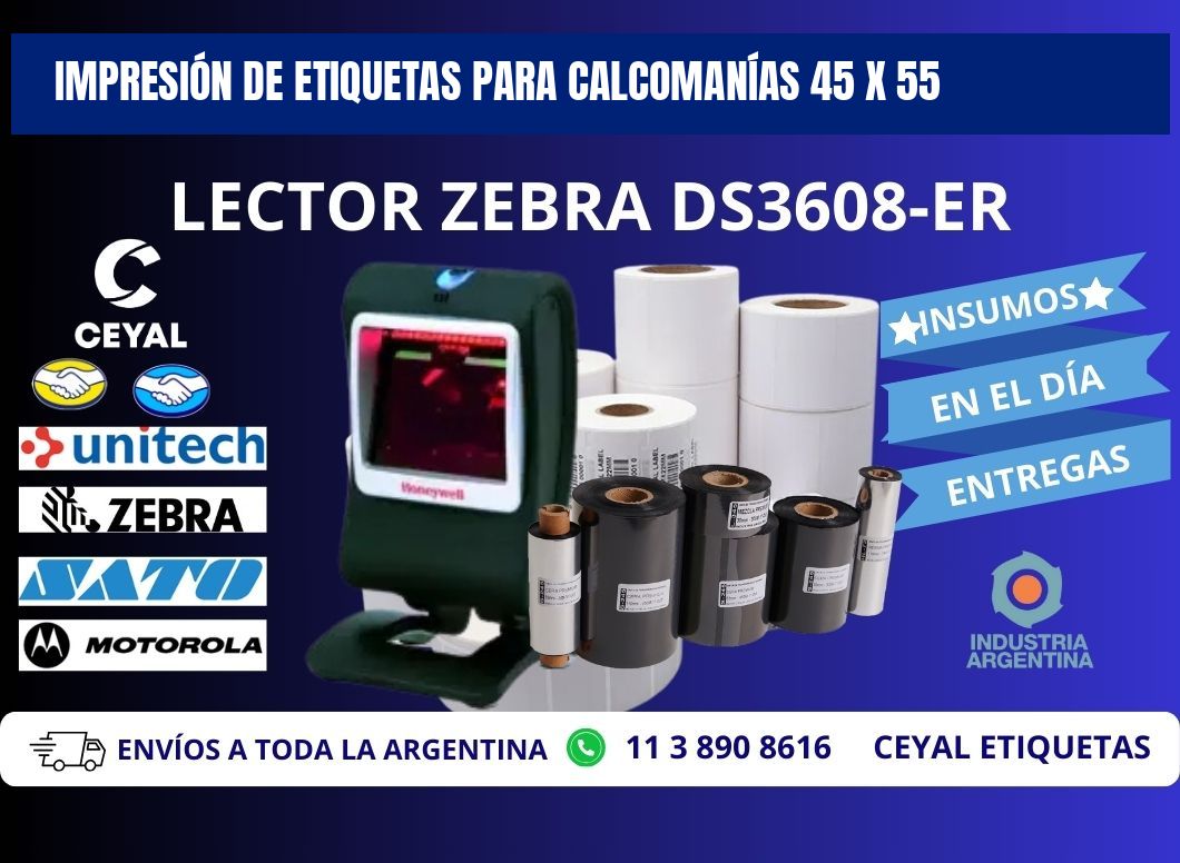 IMPRESIÓN DE ETIQUETAS PARA CALCOMANÍAS 45 x 55