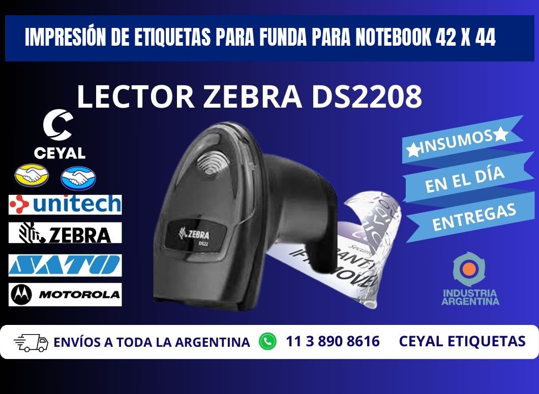 IMPRESIÓN DE ETIQUETAS PARA FUNDA PARA NOTEBOOK 42 x 44
