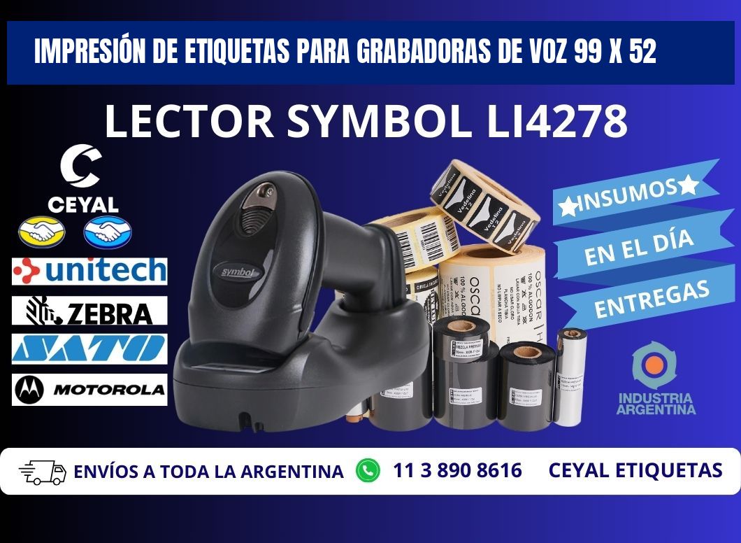 IMPRESIÓN DE ETIQUETAS PARA GRABADORAS DE VOZ 99 x 52