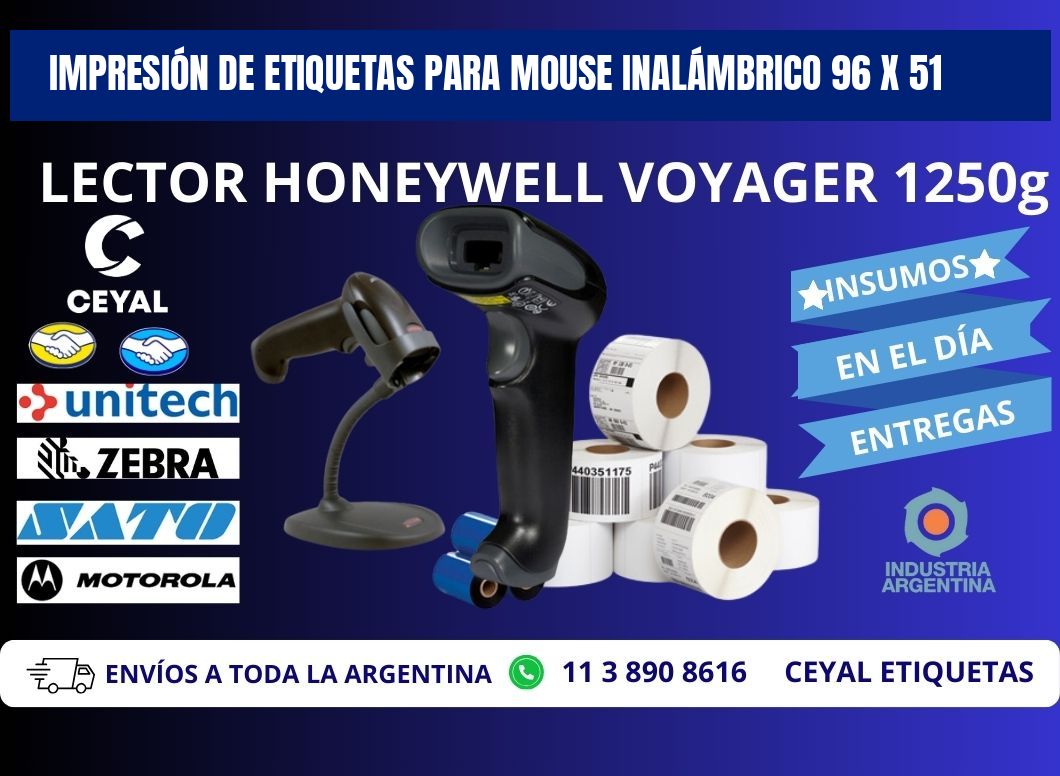 IMPRESIÓN DE ETIQUETAS PARA MOUSE INALÁMBRICO 96 x 51