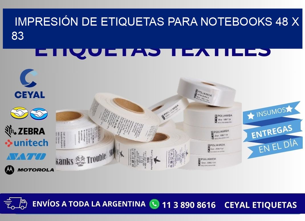 IMPRESIÓN DE ETIQUETAS PARA NOTEBOOKS 48 x 83