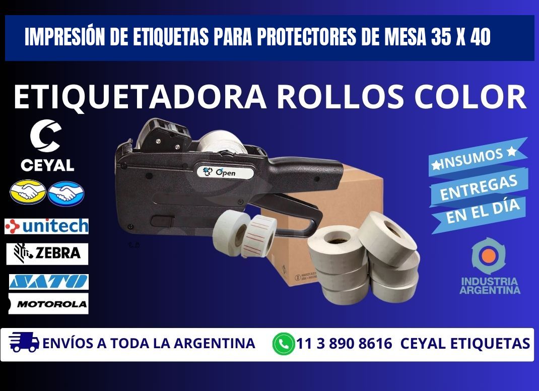 IMPRESIÓN DE ETIQUETAS PARA PROTECTORES DE MESA 35 x 40