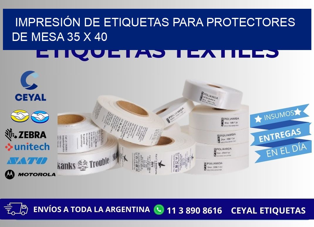 IMPRESIÓN DE ETIQUETAS PARA PROTECTORES DE MESA 35 x 40