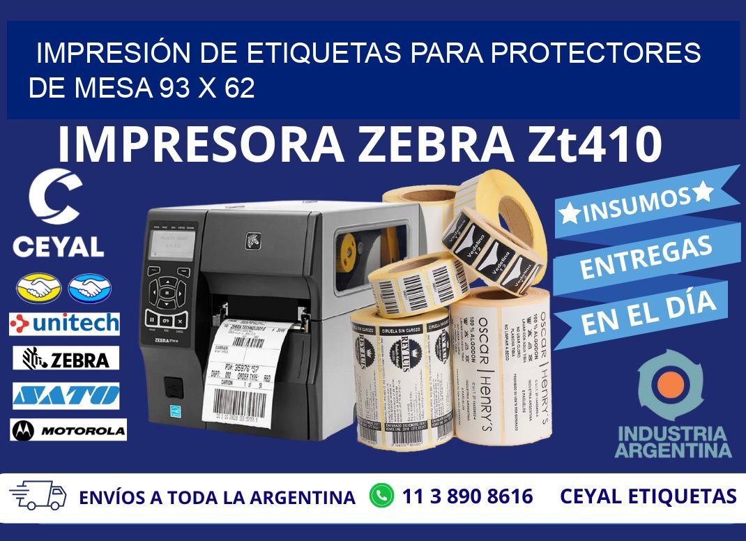 IMPRESIÓN DE ETIQUETAS PARA PROTECTORES DE MESA 93 x 62