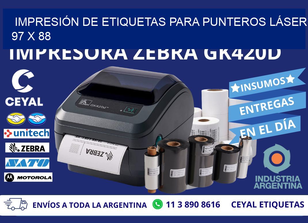 IMPRESIÓN DE ETIQUETAS PARA PUNTEROS LÁSER 97 x 88