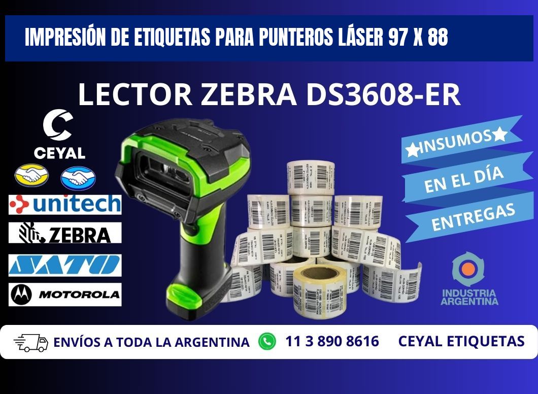 IMPRESIÓN DE ETIQUETAS PARA PUNTEROS LÁSER 97 x 88