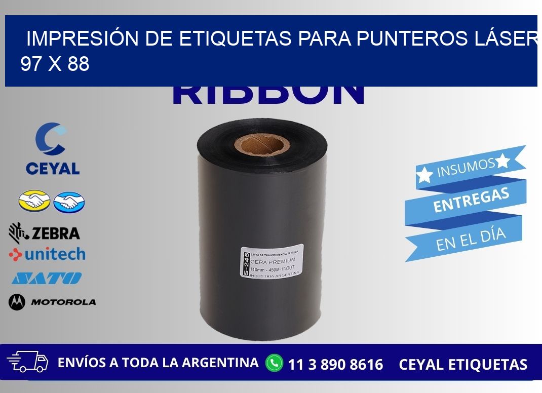 IMPRESIÓN DE ETIQUETAS PARA PUNTEROS LÁSER 97 x 88