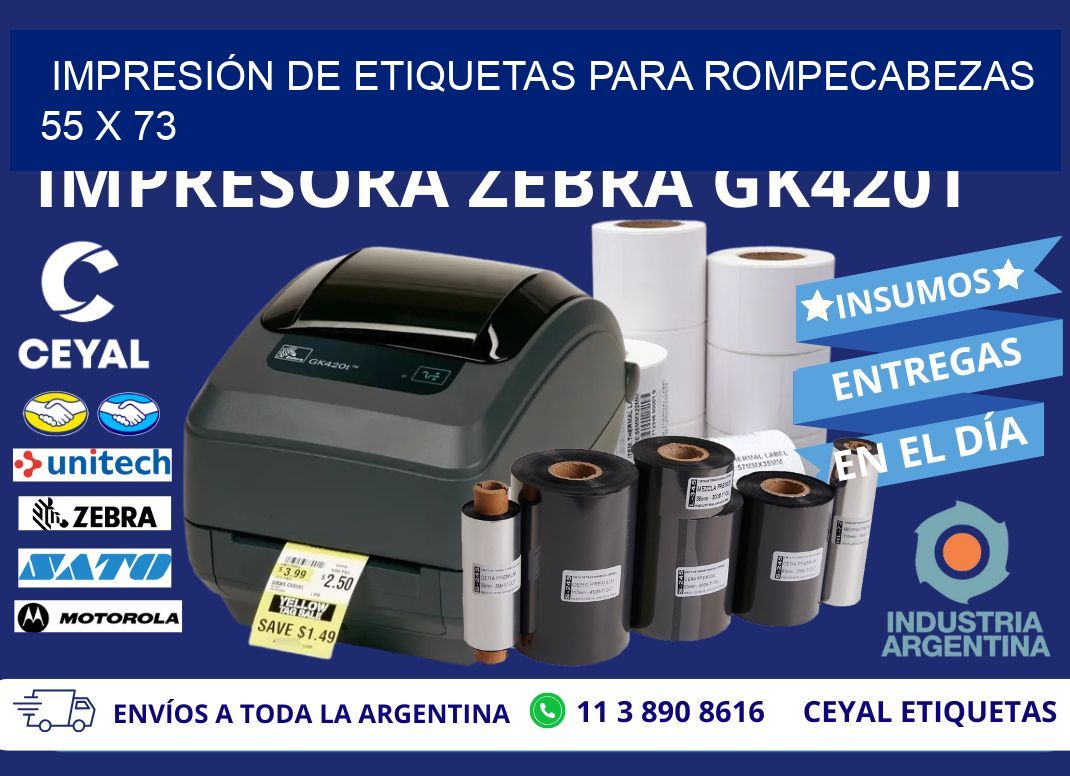 IMPRESIÓN DE ETIQUETAS PARA ROMPECABEZAS  55 x 73