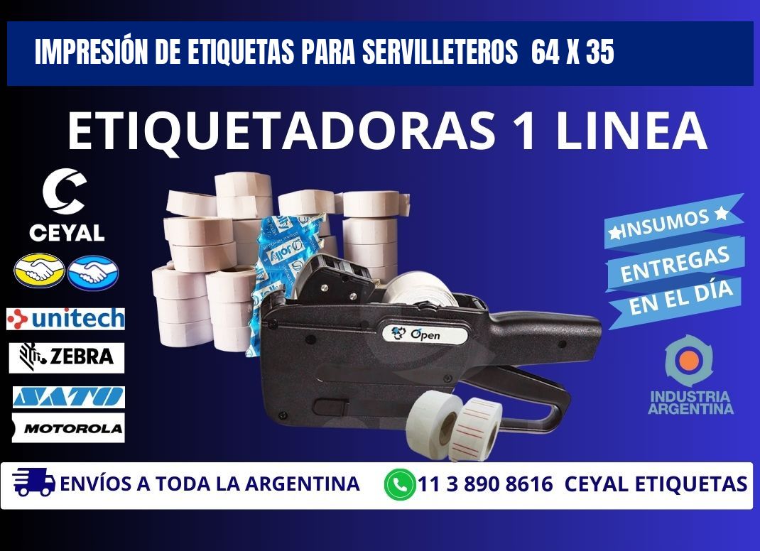 IMPRESIÓN DE ETIQUETAS PARA SERVILLETEROS  64 x 35