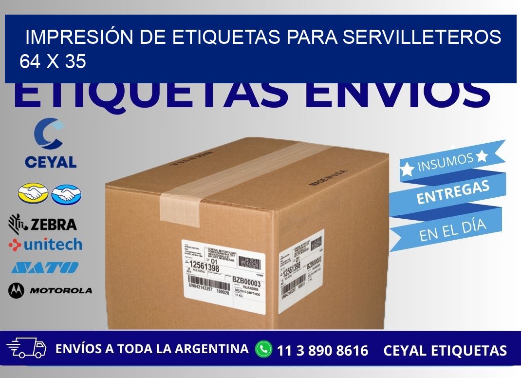 IMPRESIÓN DE ETIQUETAS PARA SERVILLETEROS  64 x 35