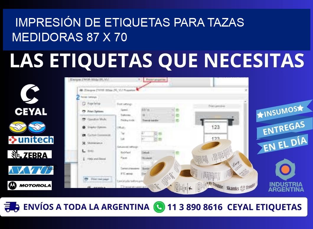 IMPRESIÓN DE ETIQUETAS PARA TAZAS MEDIDORAS 87 x 70