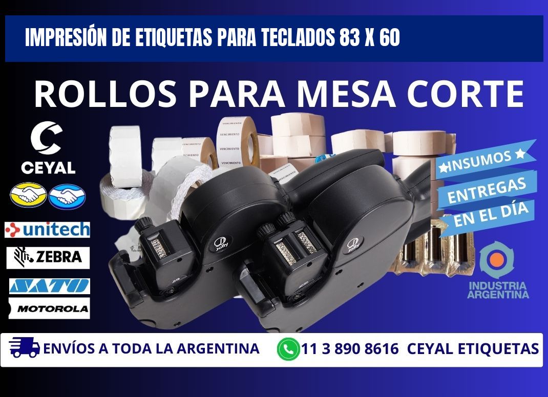 IMPRESIÓN DE ETIQUETAS PARA TECLADOS 83 x 60