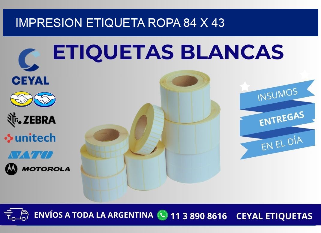 IMPRESION ETIQUETA ROPA 84 x 43