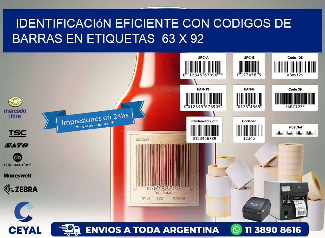 Identificación Eficiente con Codigos de Barras en Etiquetas  63 x 92