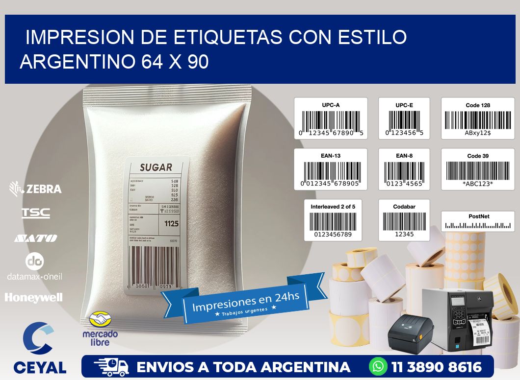 Impresion de Etiquetas con Estilo Argentino 64 x 90