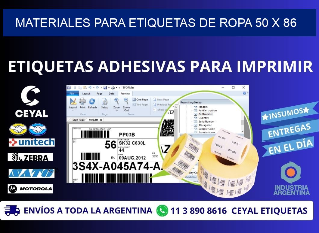 MATERIALES PARA ETIQUETAS DE ROPA 50 x 86