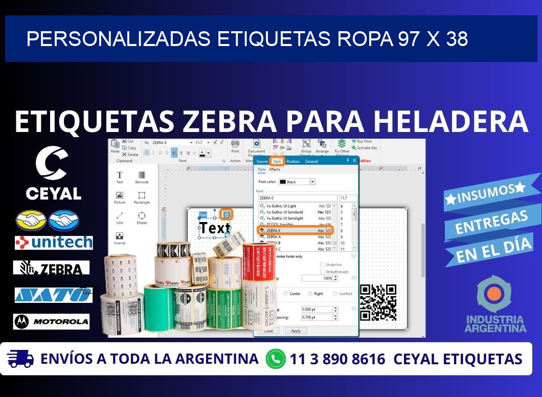 PERSONALIZADAS ETIQUETAS ROPA 97 x 38