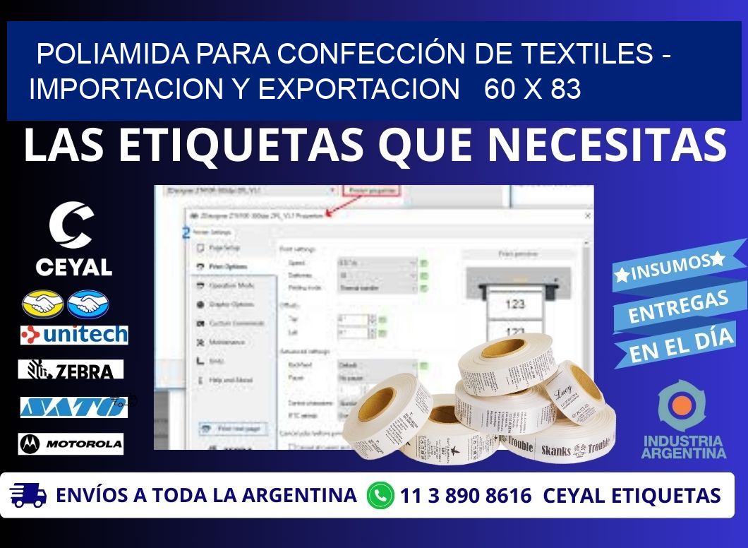 POLIAMIDA PARA CONFECCIÓN DE TEXTILES - IMPORTACION Y EXPORTACION   60 x 83