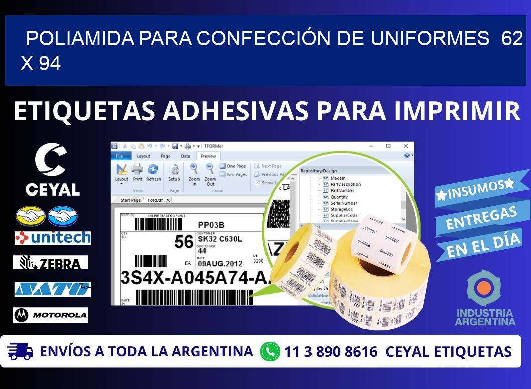 POLIAMIDA PARA CONFECCIÓN DE UNIFORMES  62 x 94