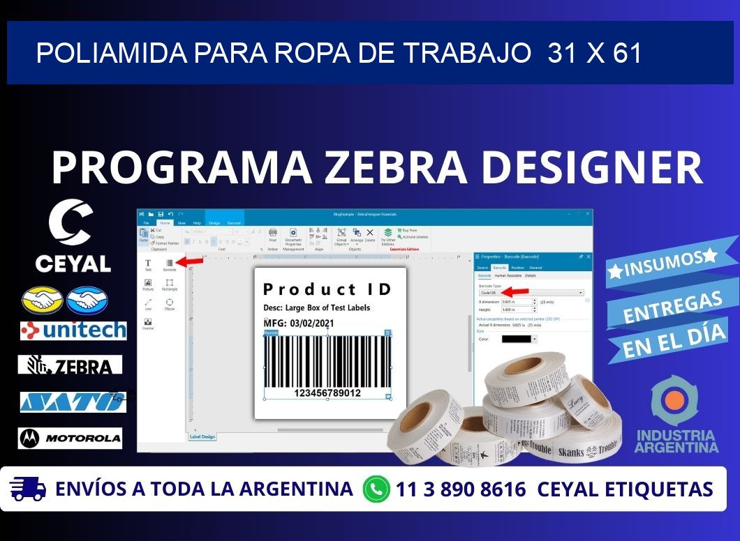POLIAMIDA PARA ROPA DE TRABAJO  31 x 61