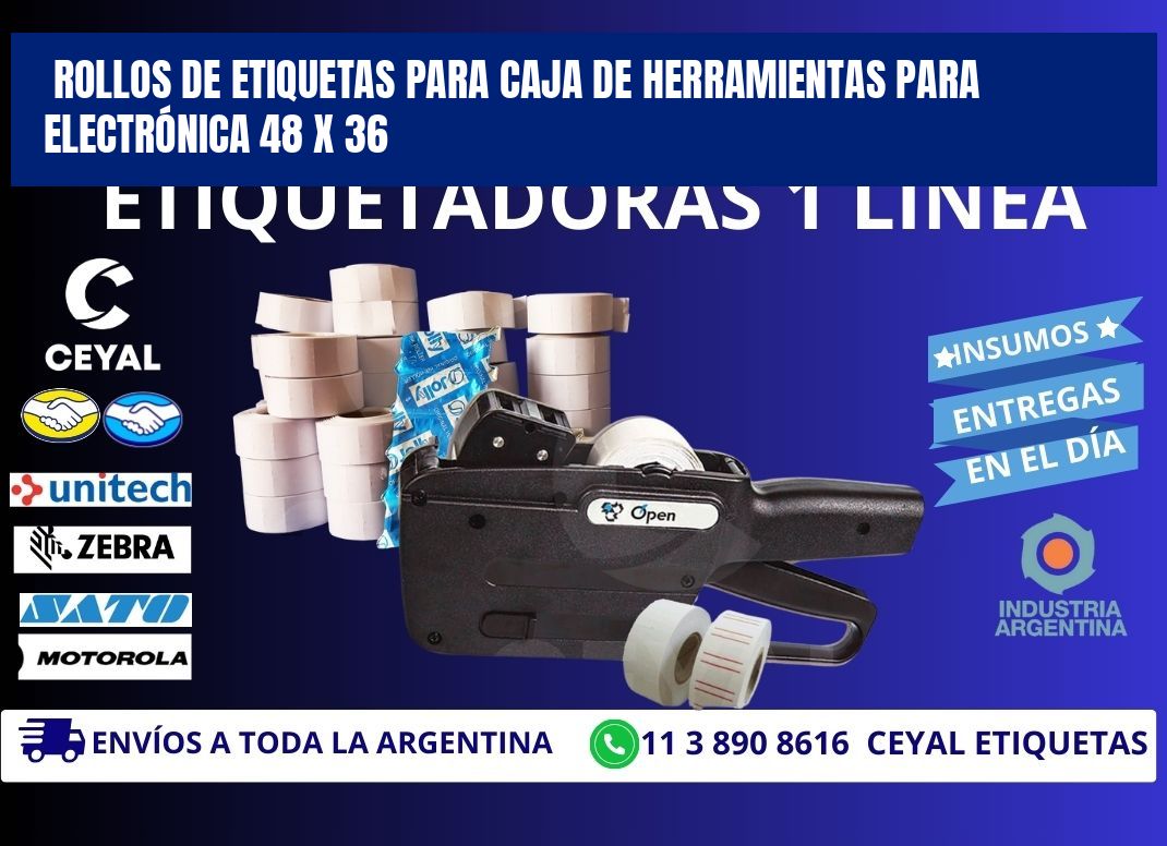 ROLLOS DE ETIQUETAS PARA CAJA DE HERRAMIENTAS PARA ELECTRÓNICA 48 x 36