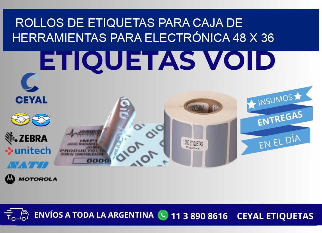 ROLLOS DE ETIQUETAS PARA CAJA DE HERRAMIENTAS PARA ELECTRÓNICA 48 x 36
