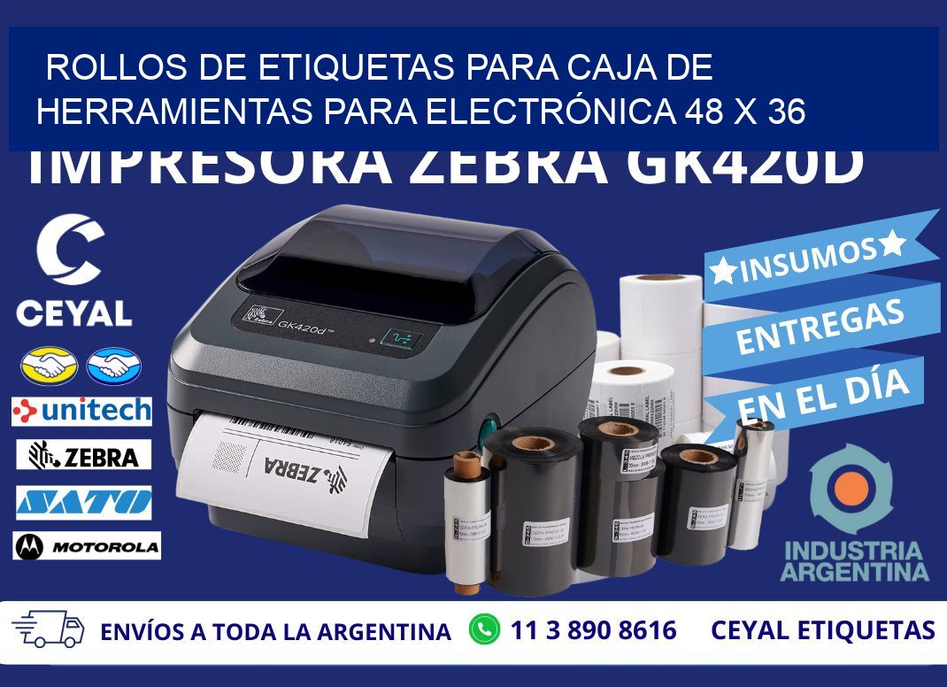 ROLLOS DE ETIQUETAS PARA CAJA DE HERRAMIENTAS PARA ELECTRÓNICA 48 x 36