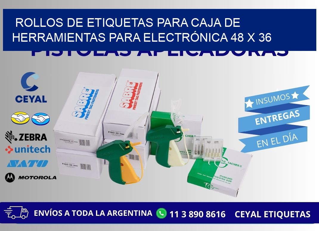 ROLLOS DE ETIQUETAS PARA CAJA DE HERRAMIENTAS PARA ELECTRÓNICA 48 x 36
