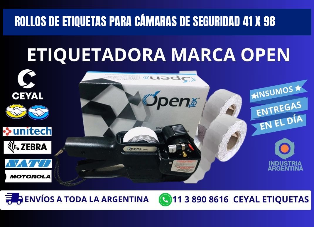 ROLLOS DE ETIQUETAS PARA CÁMARAS DE SEGURIDAD 41 x 98