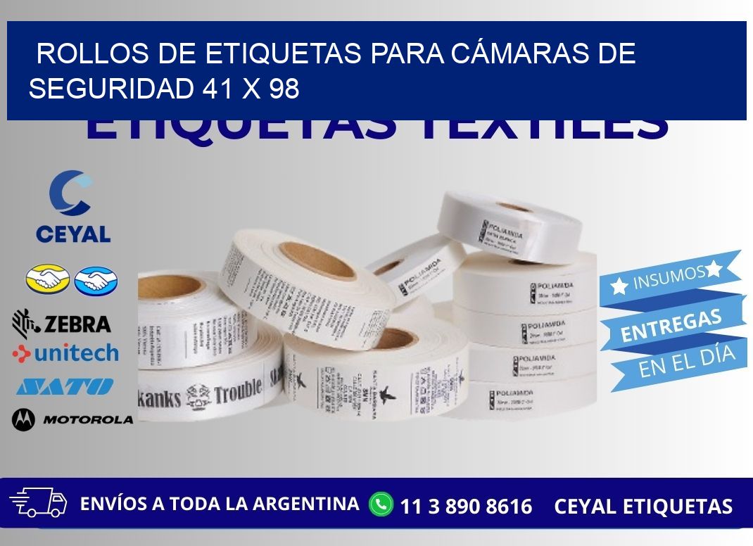 ROLLOS DE ETIQUETAS PARA CÁMARAS DE SEGURIDAD 41 x 98