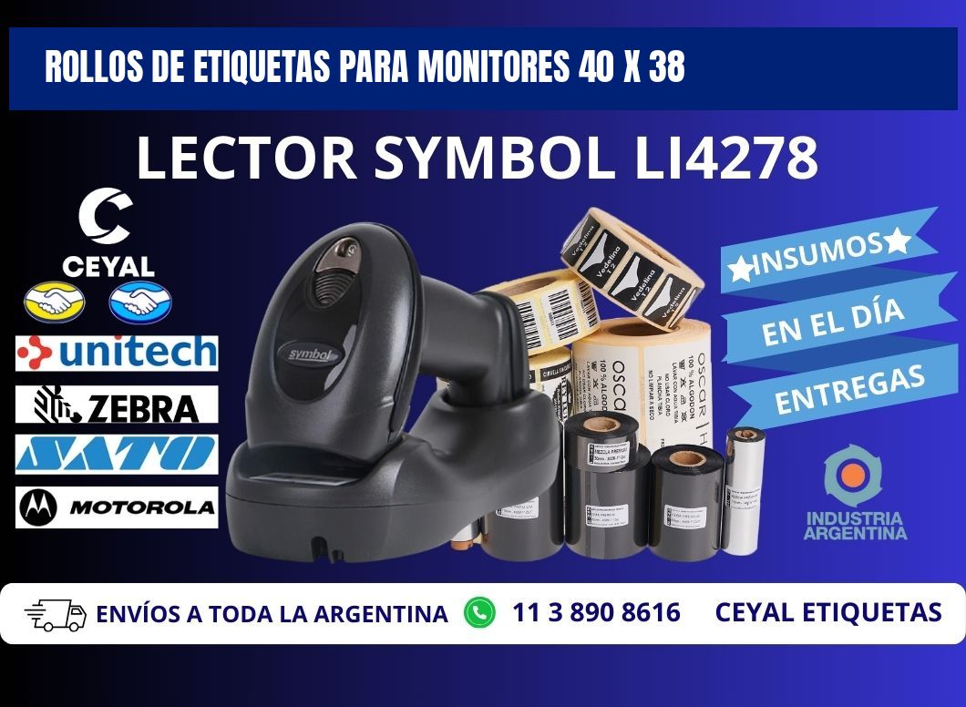 ROLLOS DE ETIQUETAS PARA MONITORES 40 x 38